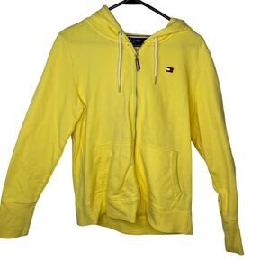 Tommy Hilfiger women's medium zip jacket sweatshirt hoodie bright yellow knit